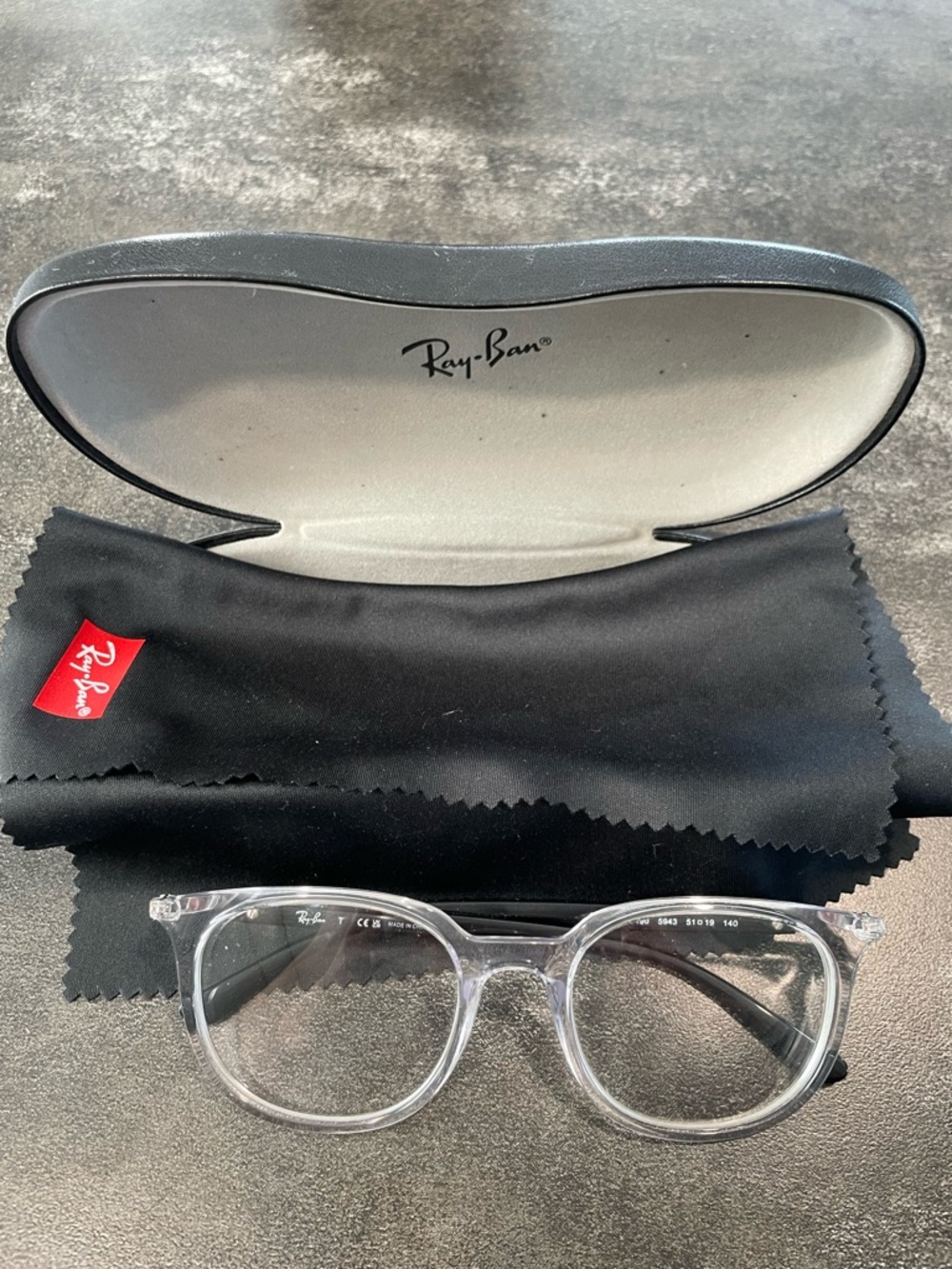 Ray-Ban Clear Transparent Frame Eyeglasses with Black Cloth and Case